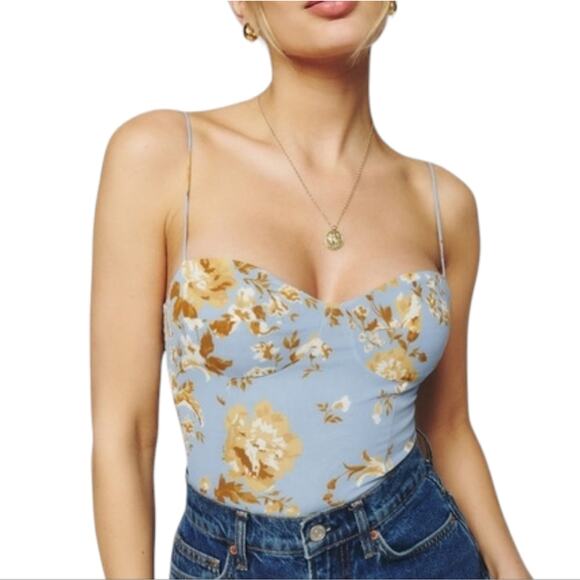 Reformation Liza Top Heavenly Floral Smocked Shirt - Picture 2 of 13